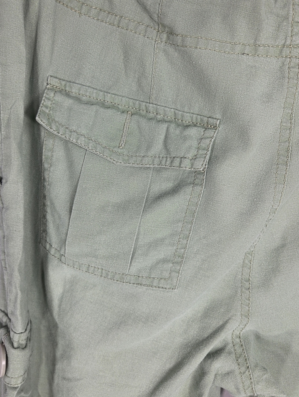 Vintage Route 66 Original Green Low Slung Linen Blend Cargo Capri Pants Size 8 - Picture 7 of 10